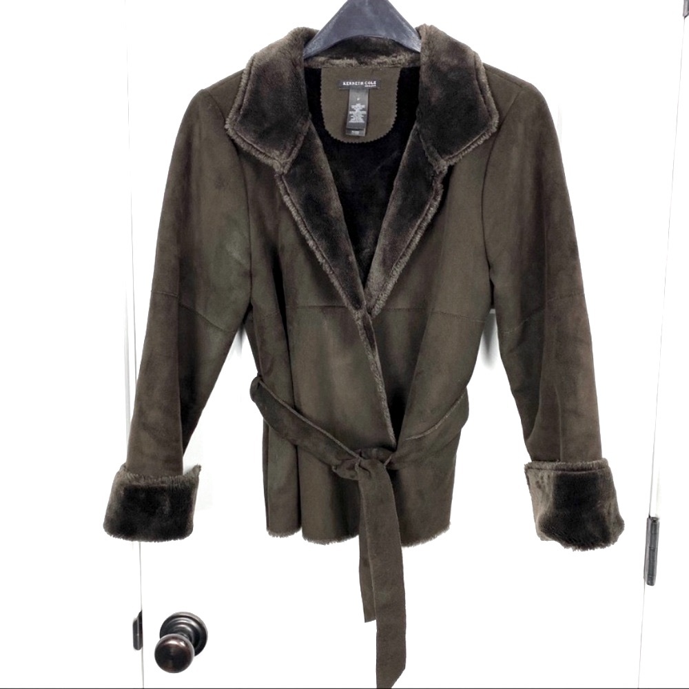 Kenneth Cole New York medium faux suede/fur coat